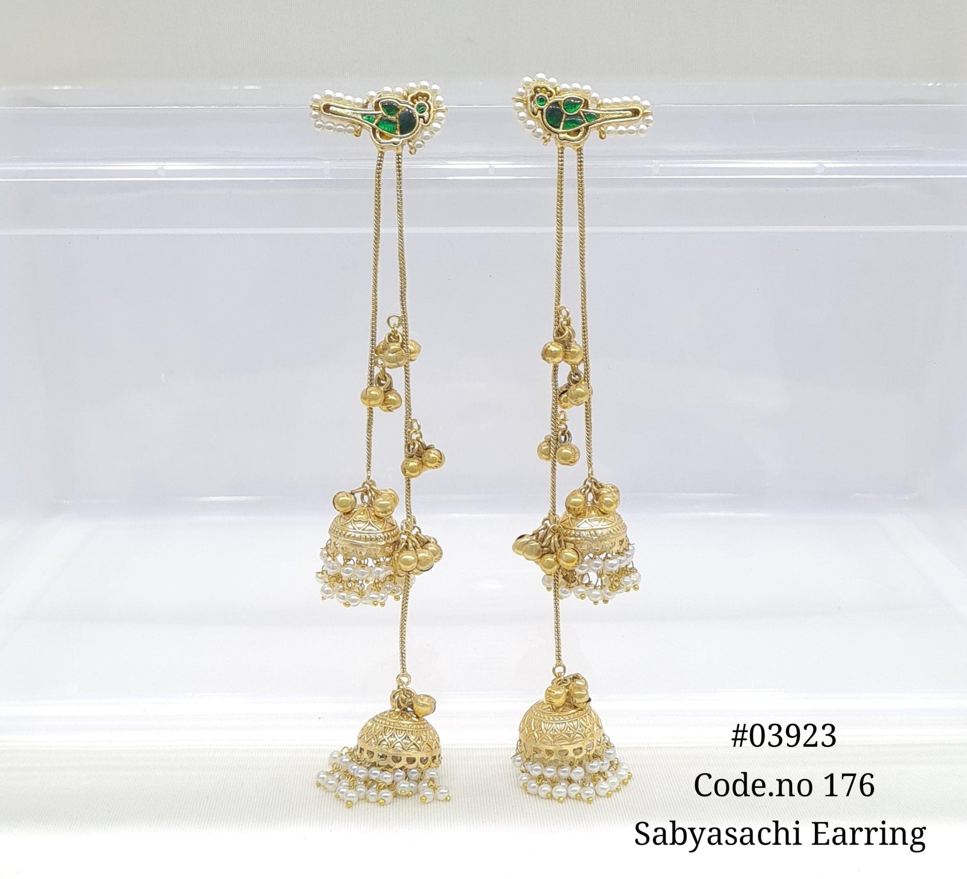 Golden Earrings 03923 - KRISHNA'S SWETA JEWELLERY