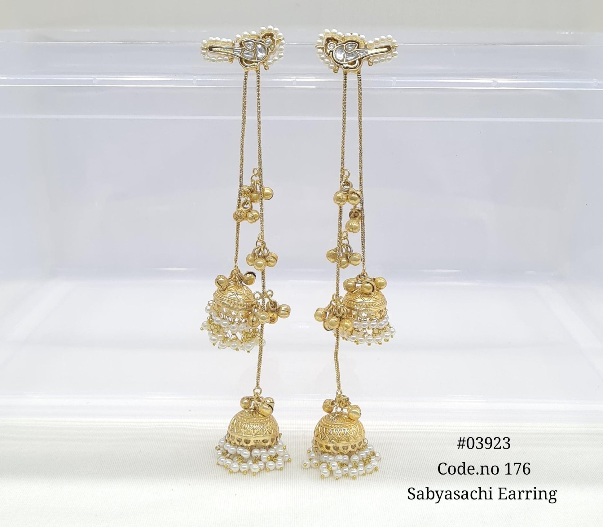 Golden Earrings 03923 - KRISHNA'S SWETA JEWELLERY