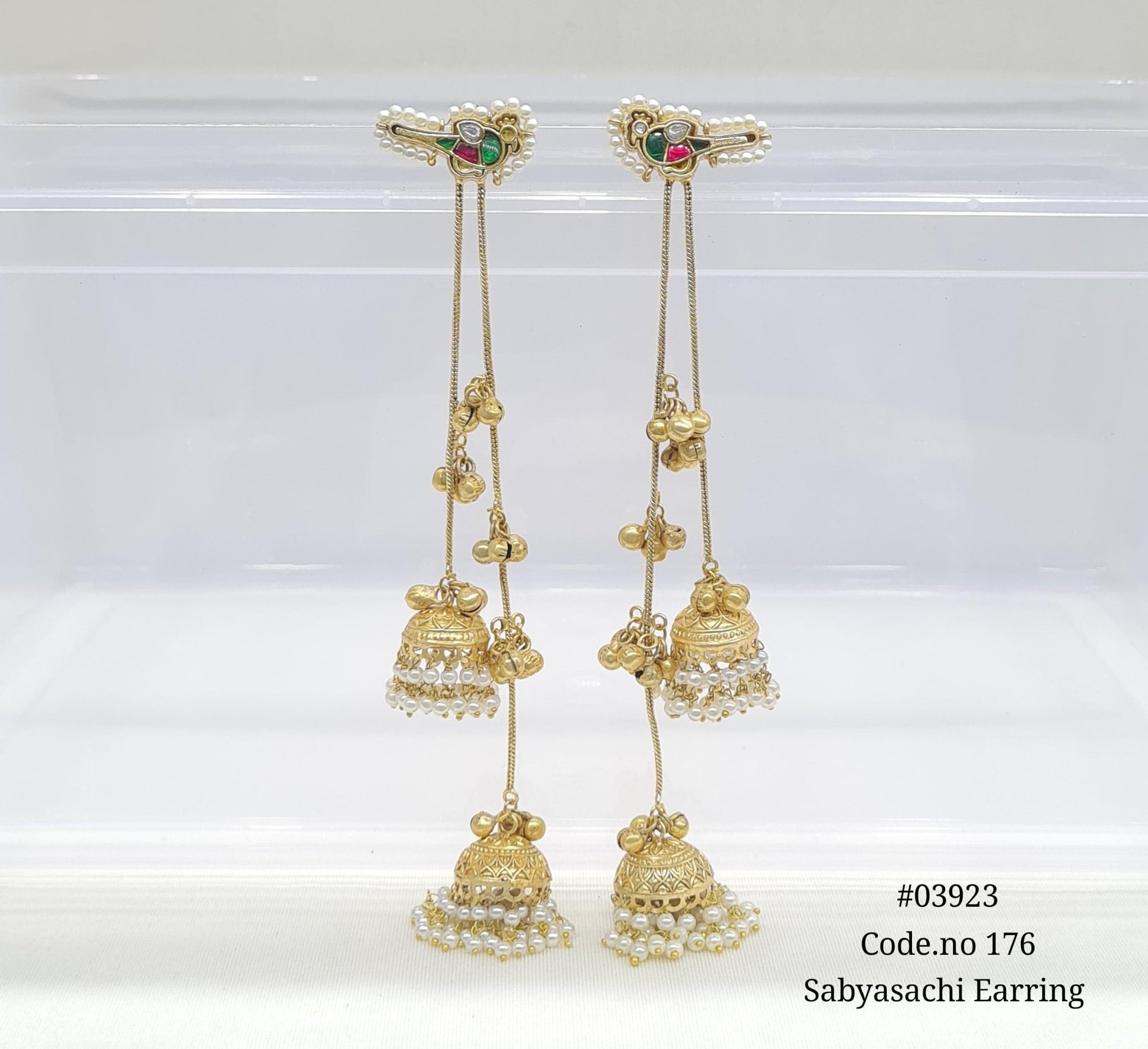 Golden Earrings 03923 - KRISHNA'S SWETA JEWELLERY