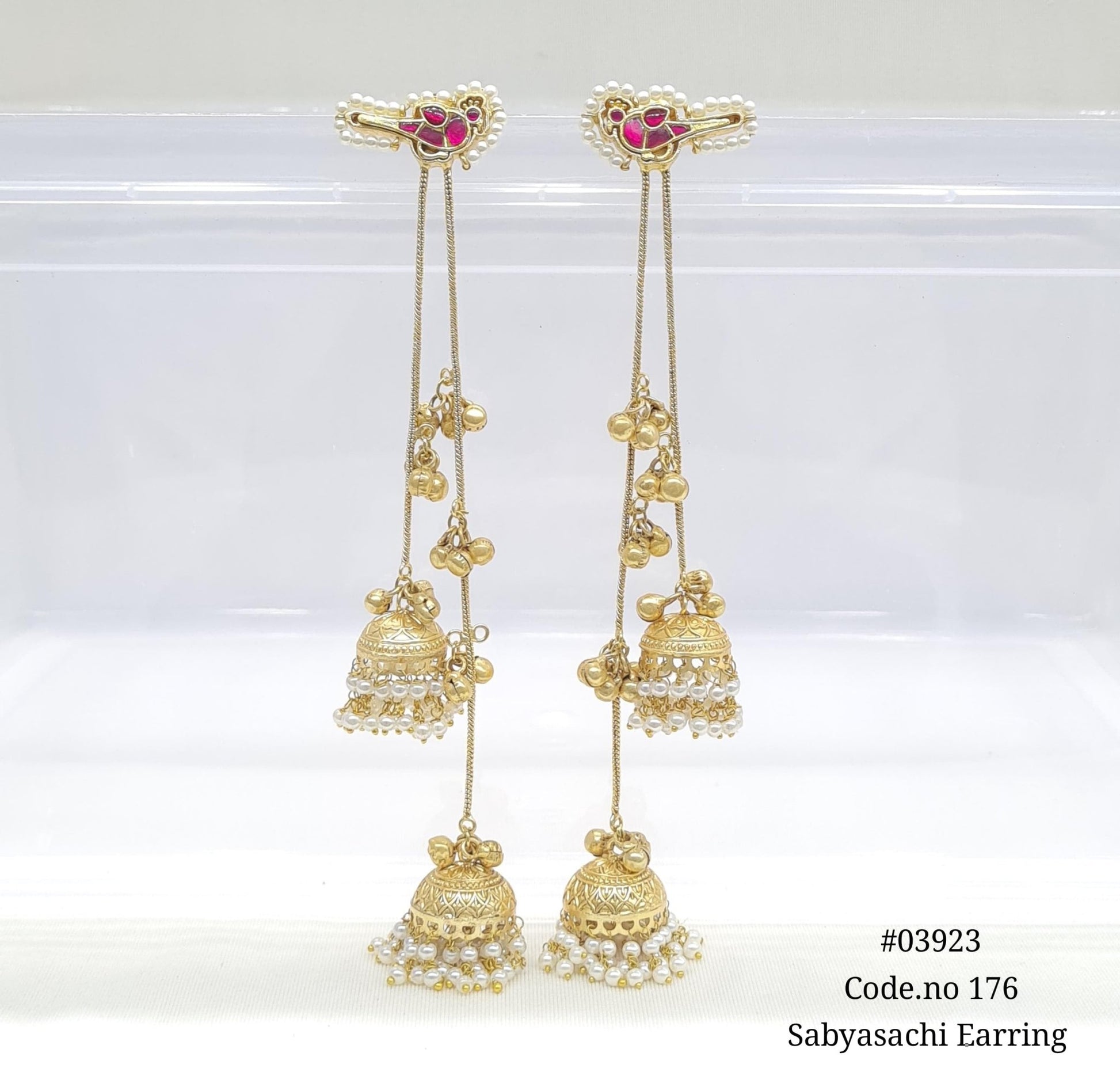 Golden Earrings 03923 - KRISHNA'S SWETA JEWELLERY