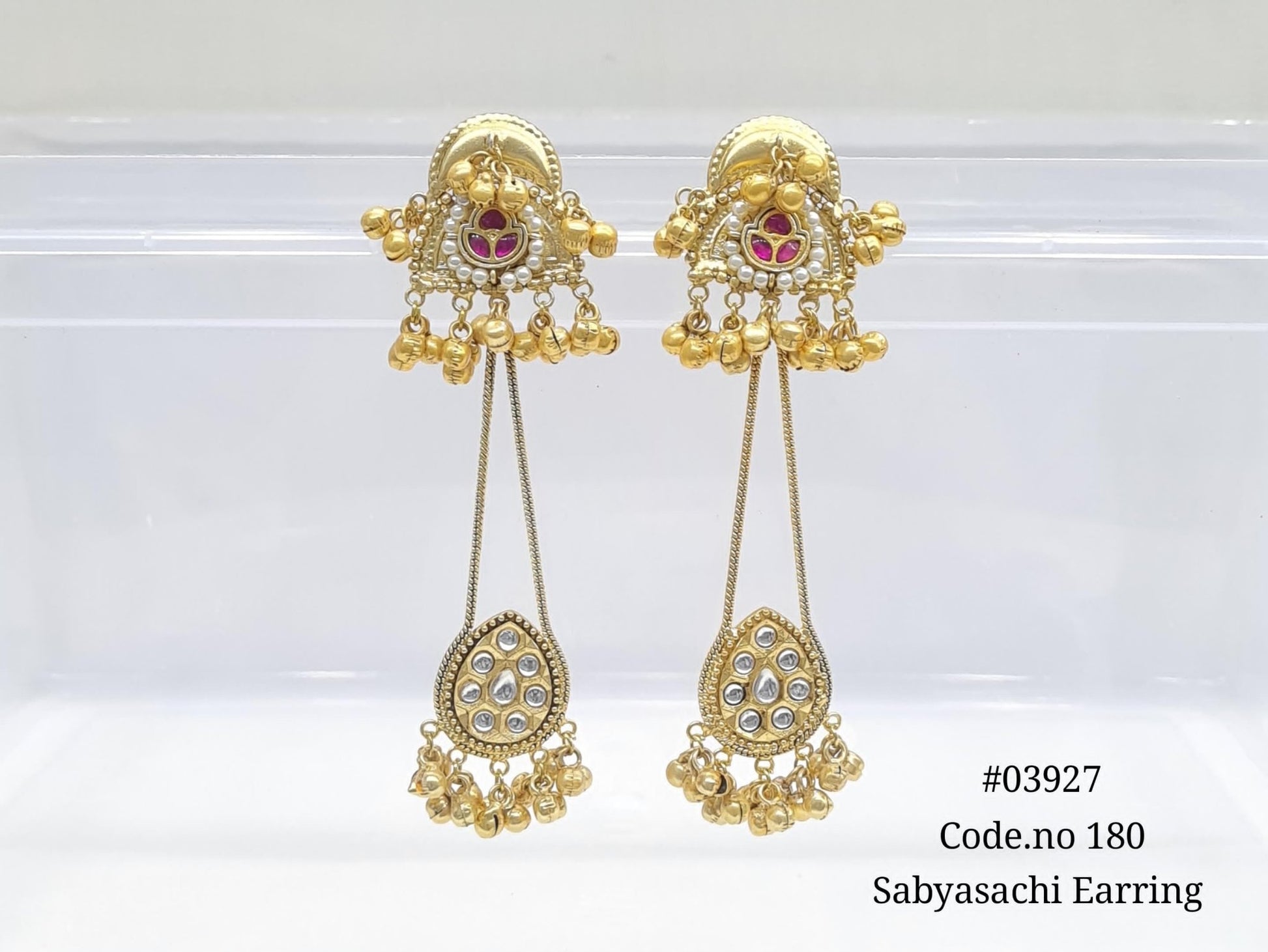 Golden Earrings 03927 - KRISHNA'S SWETA JEWELLERY