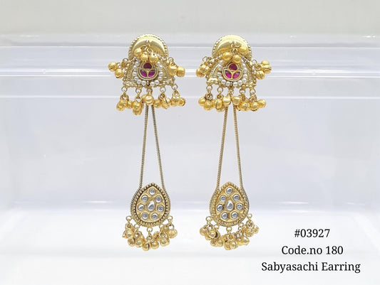 Golden Earrings 03927 - KRISHNA'S SWETA JEWELLERY