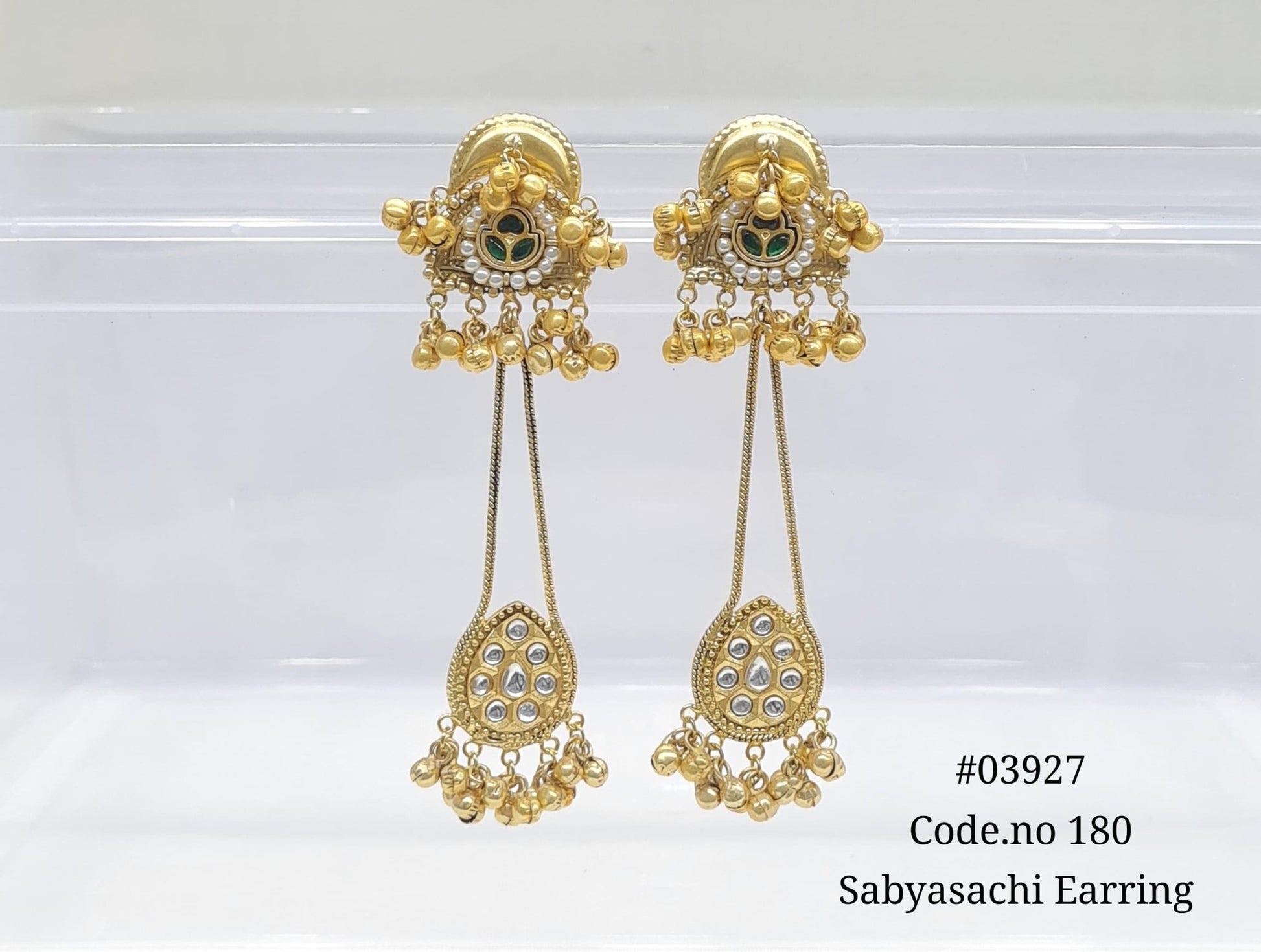 Golden Earrings 03927 - KRISHNA'S SWETA JEWELLERY
