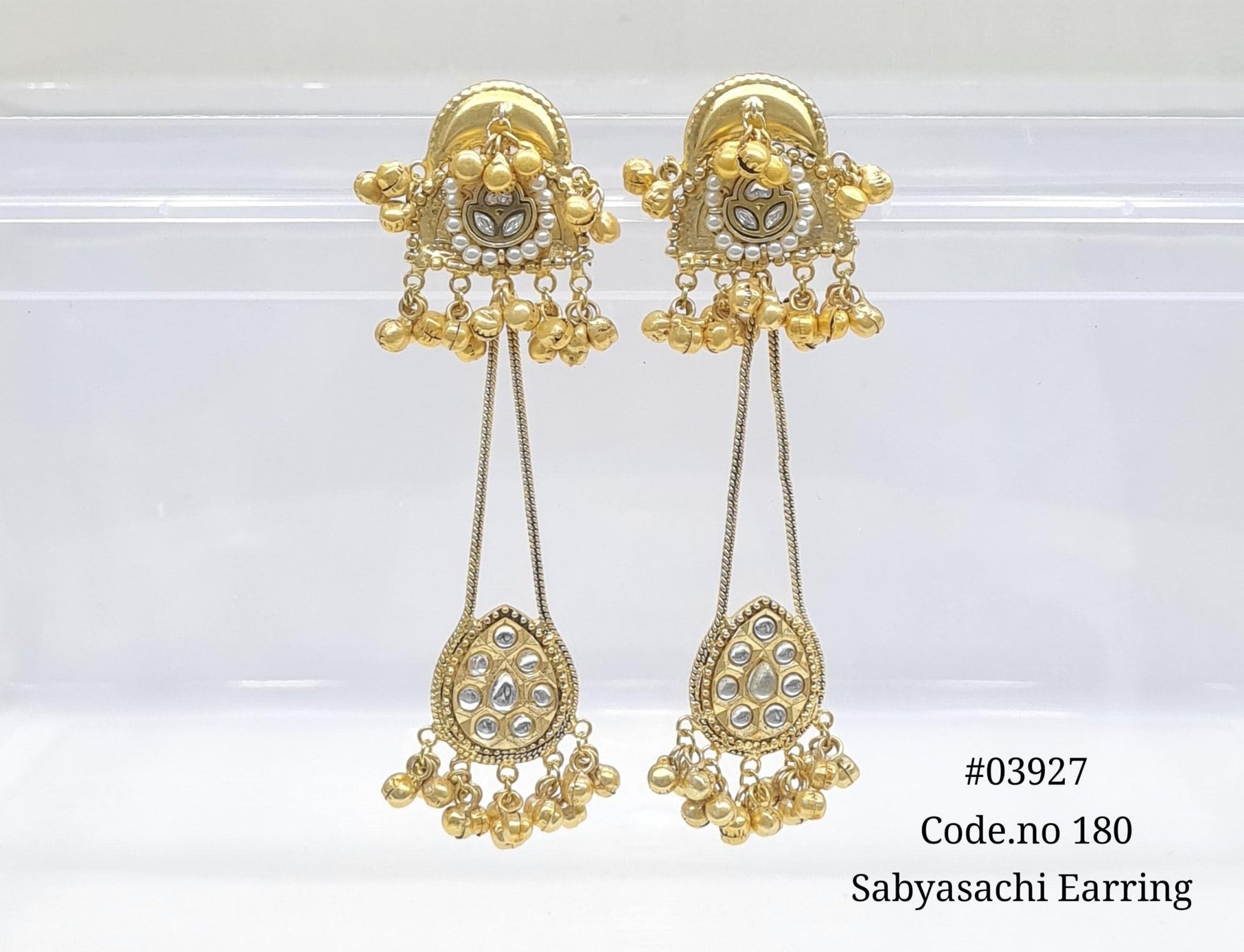 Golden Earrings 03927 - KRISHNA'S SWETA JEWELLERY