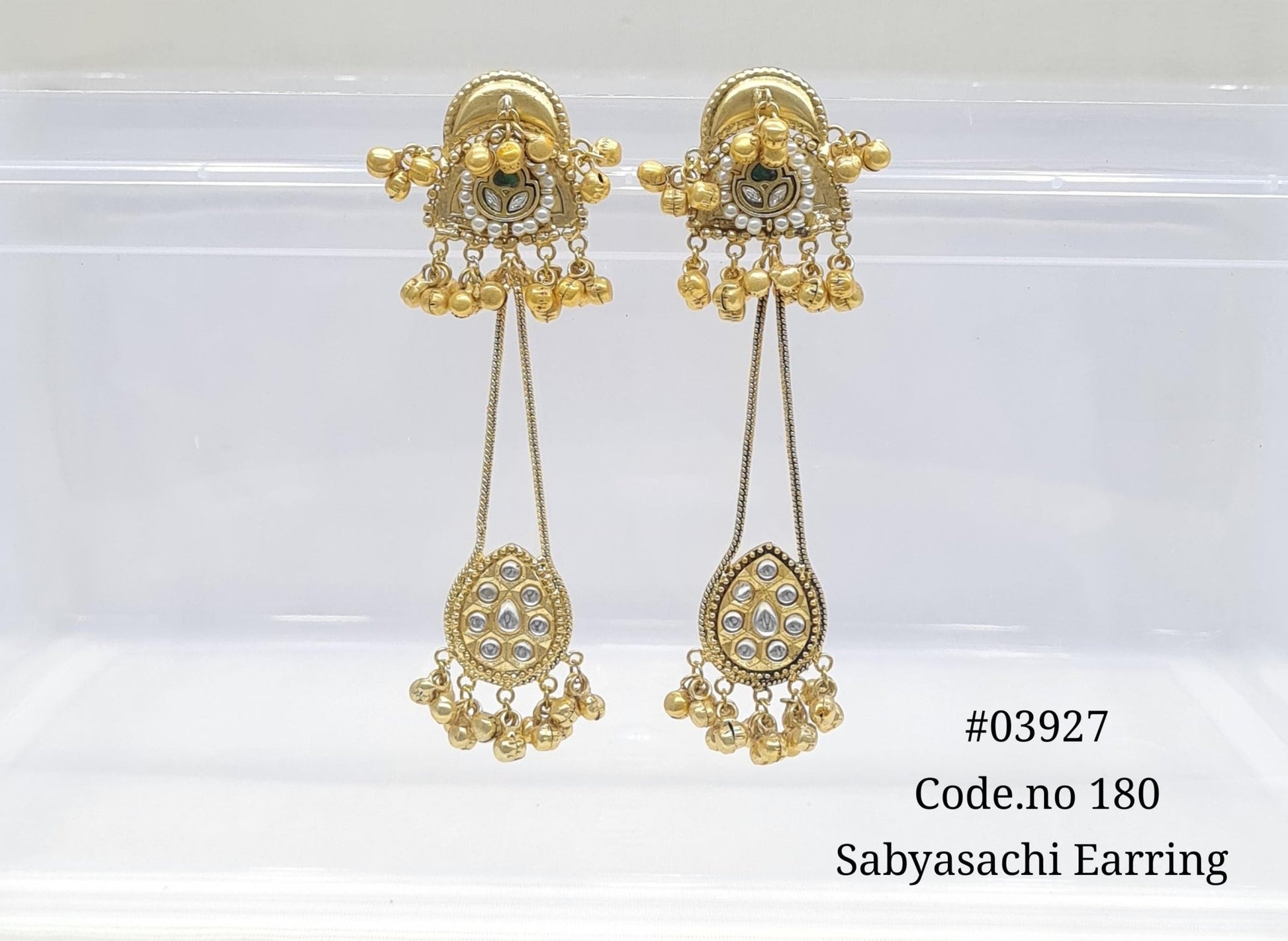 Golden Earrings 03927 - KRISHNA'S SWETA JEWELLERY
