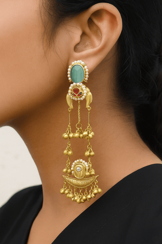 Golden Earrings 03928 - KRISHNA'S SWETA JEWELLERY