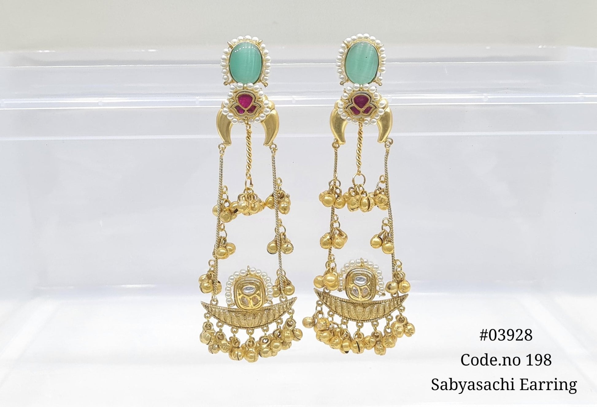 Golden Earrings 03928 - KRISHNA'S SWETA JEWELLERY