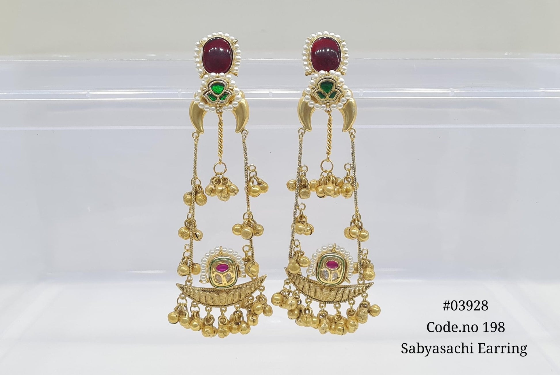 Golden Earrings 03928 - KRISHNA'S SWETA JEWELLERY