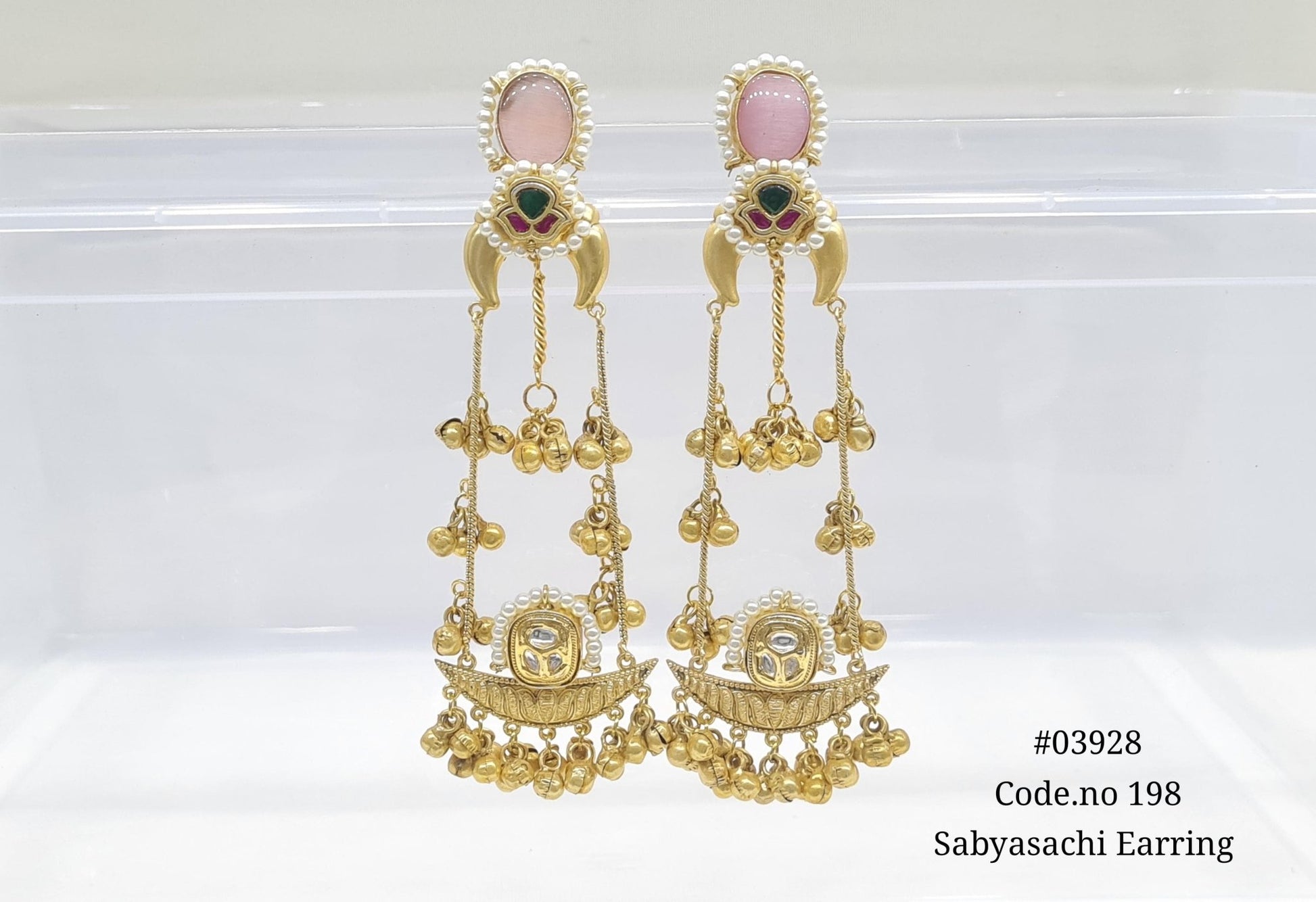 Golden Earrings 03928 - KRISHNA'S SWETA JEWELLERY