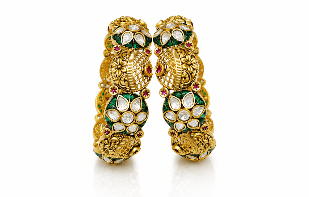 Heritage Kundan Bangles 11485 - KRISHNA'S SWETA JEWELLERY