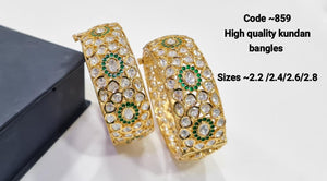 Kundan Polki Oval Flower Bangles