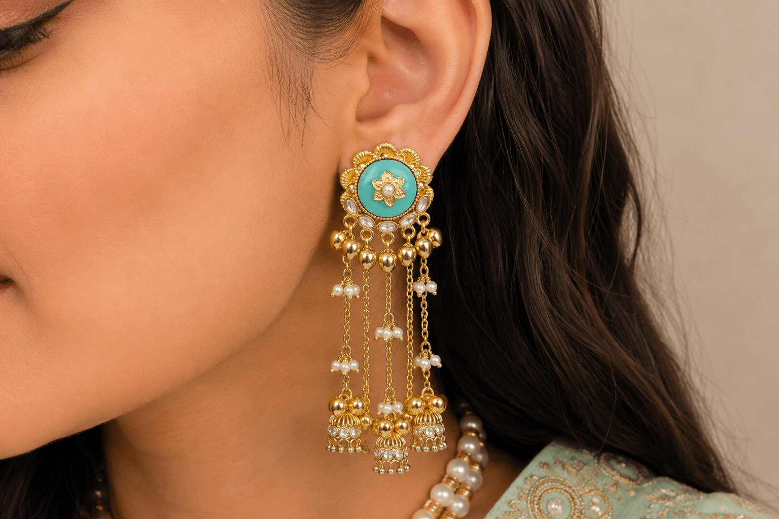 Kashmiri Earrings 09362 - KRISHNA'S SWETA JEWELLERY