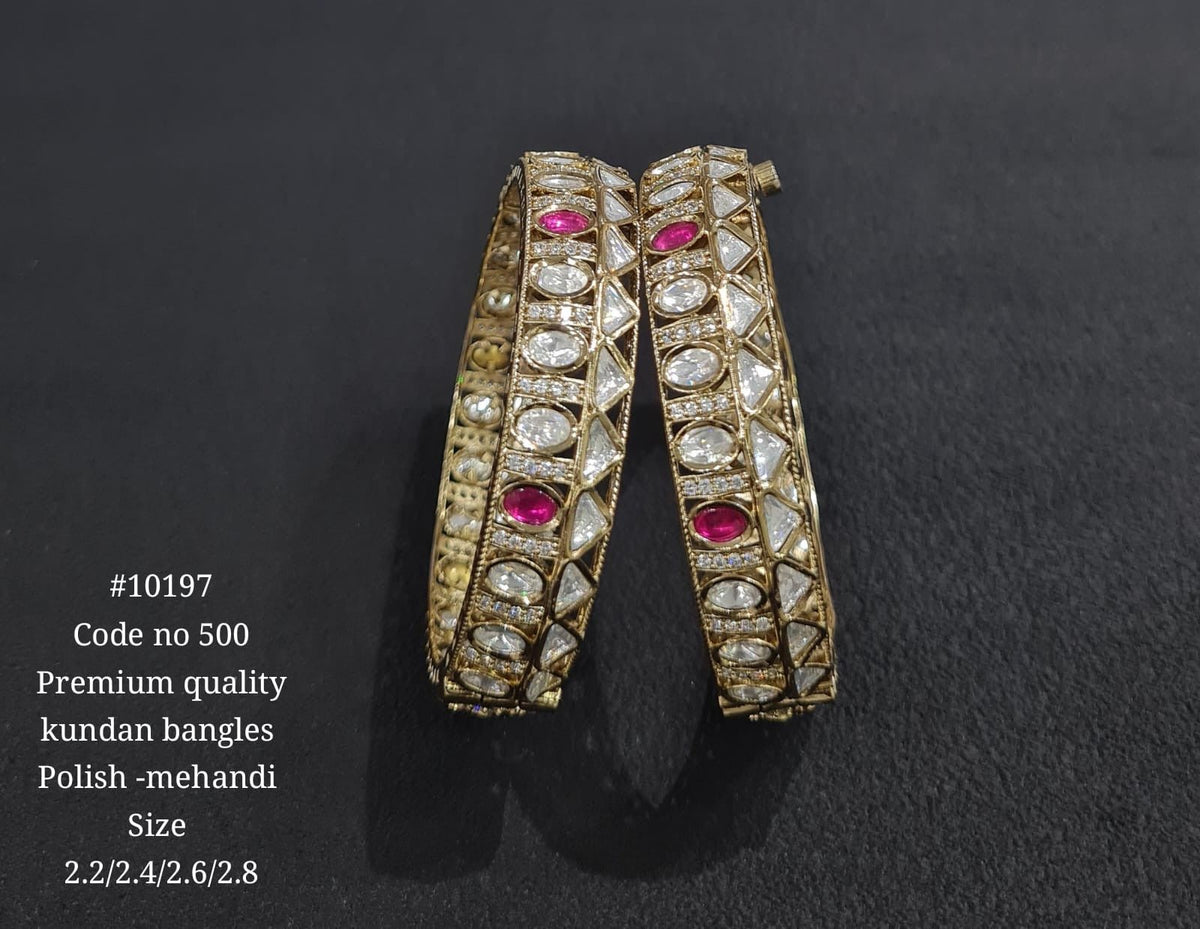 Kundan Bangles Mehendi 10197 - KRISHNA'S SWETA JEWELLERY