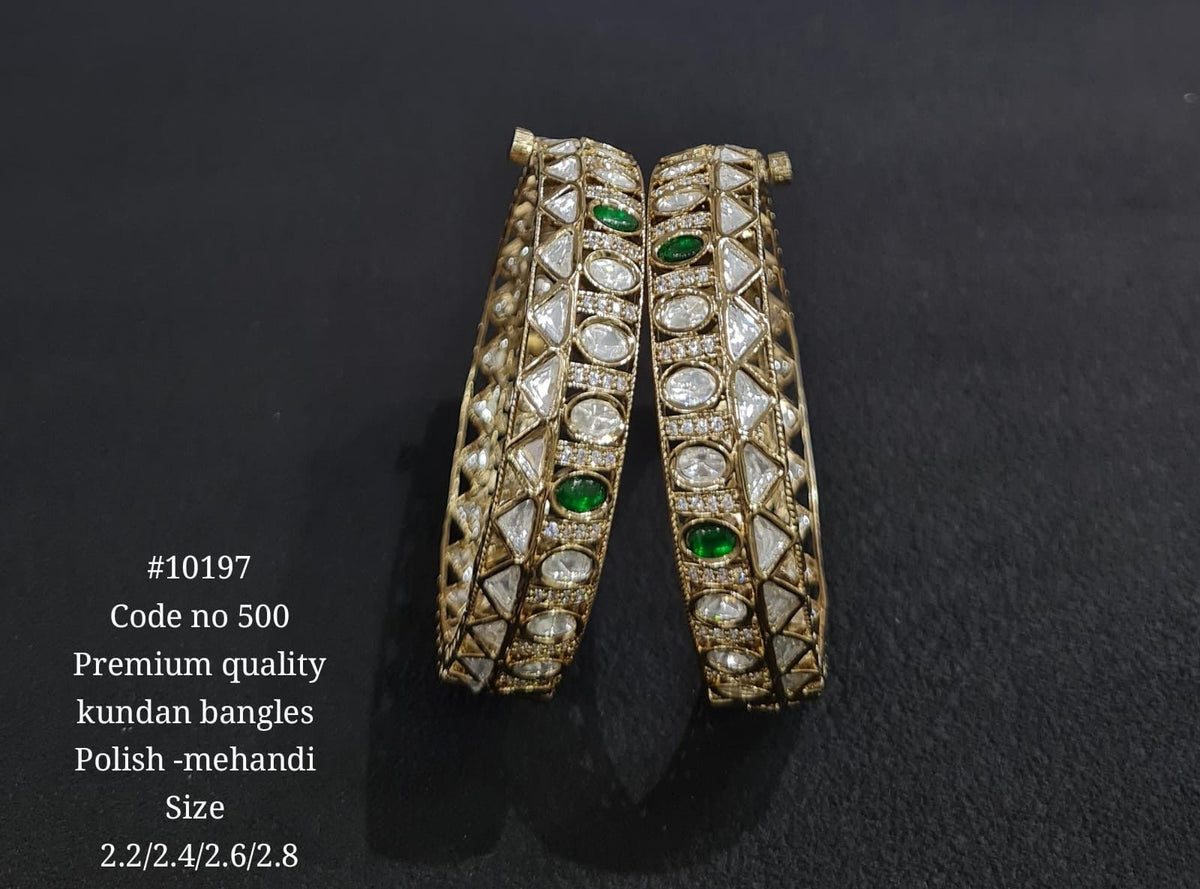 Kundan Bangles Mehendi 10197 - KRISHNA'S SWETA JEWELLERY