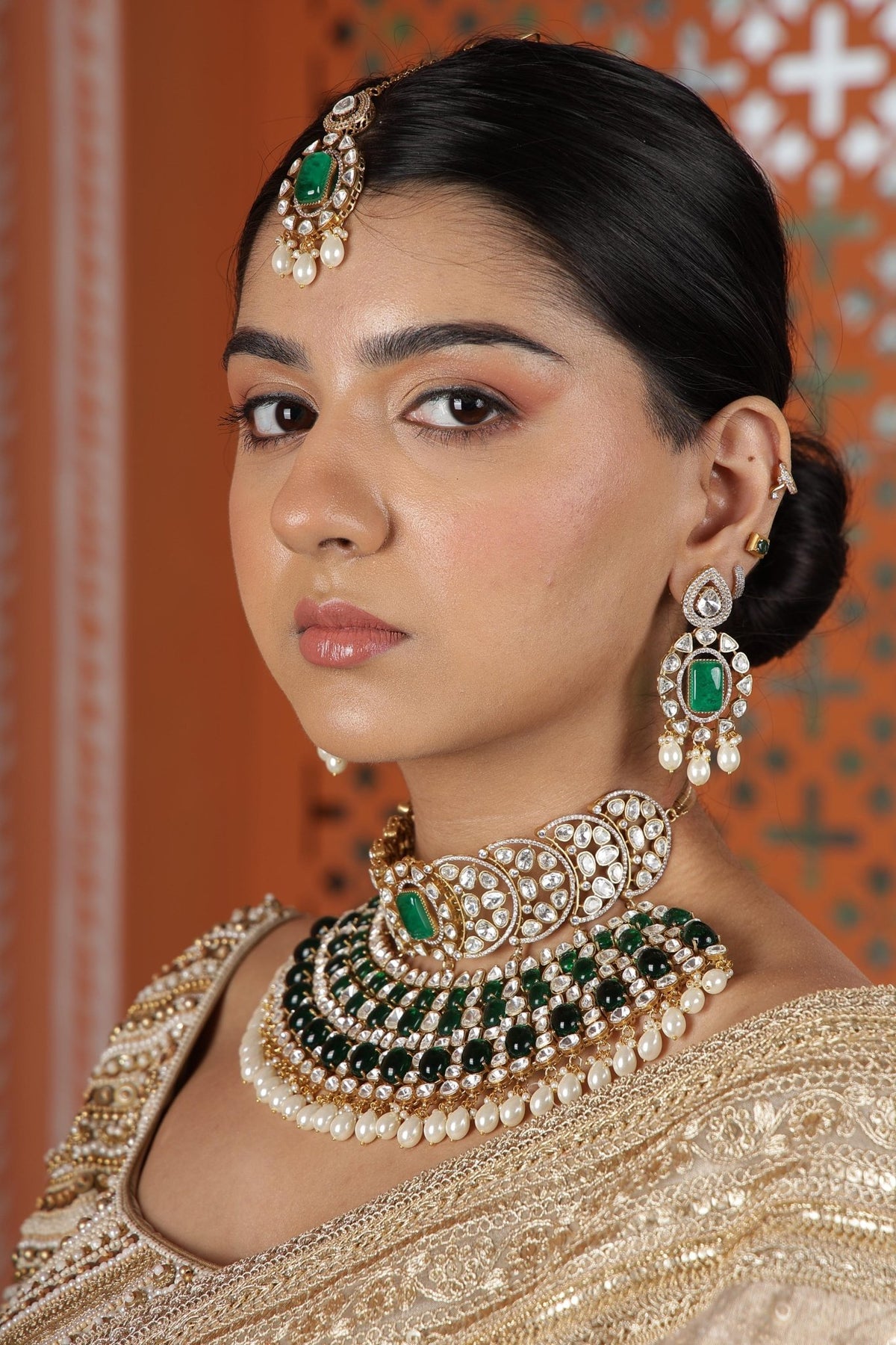 Kundan Bride set 01625 - Krishna's Sweta Jewellery