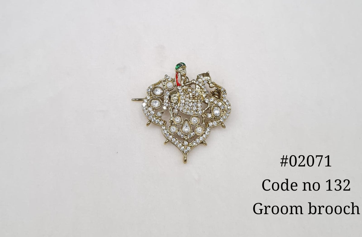 Kundan Brooch 02071 - KRISHNA'S SWETA JEWELLERY
