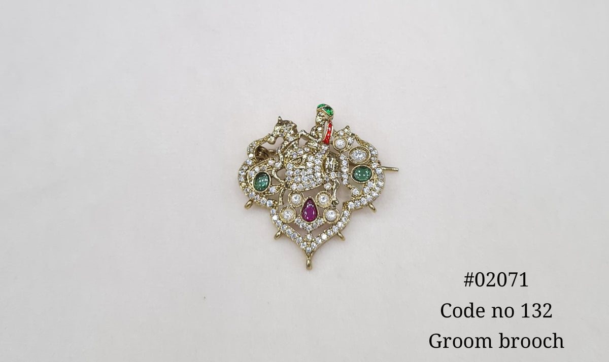 Kundan Brooch 02071 - KRISHNA'S SWETA JEWELLERY