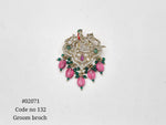 Kundan Brooch 02071 - KRISHNA'S SWETA JEWELLERY