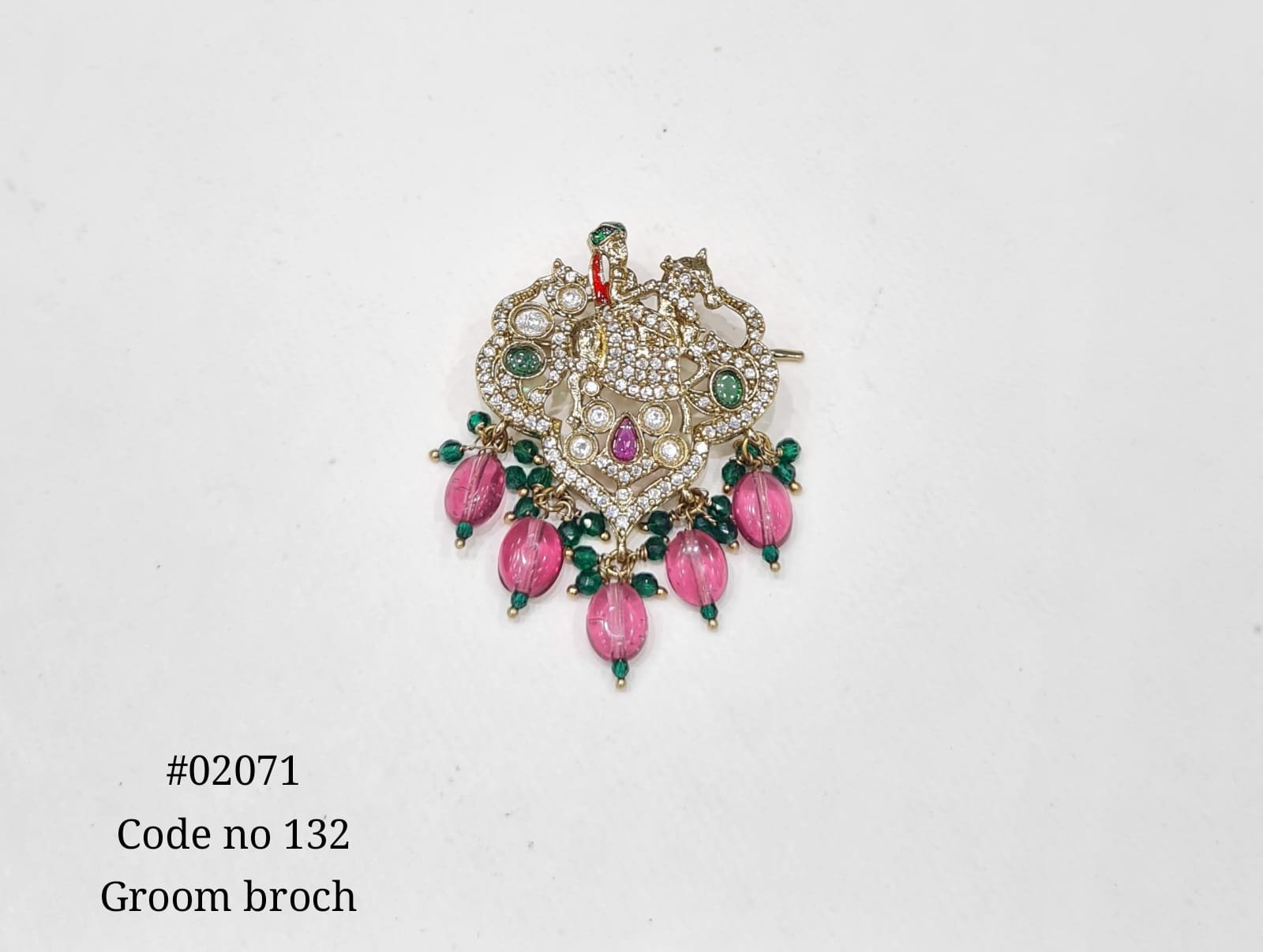 Kundan Brooch 02071 - KRISHNA'S SWETA JEWELLERY