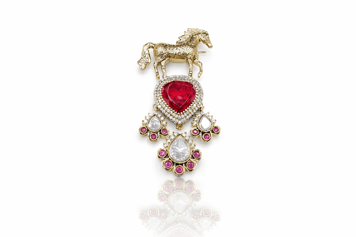 Kundan Brooch 02303 - KRISHNA'S SWETA JEWELLERY
