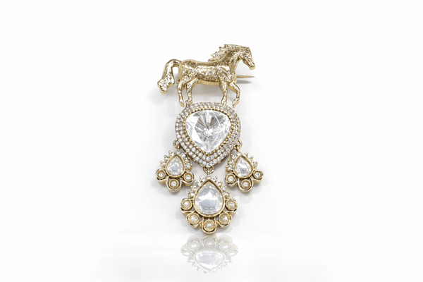 Kundan Brooch 02303 - KRISHNA'S SWETA JEWELLERY