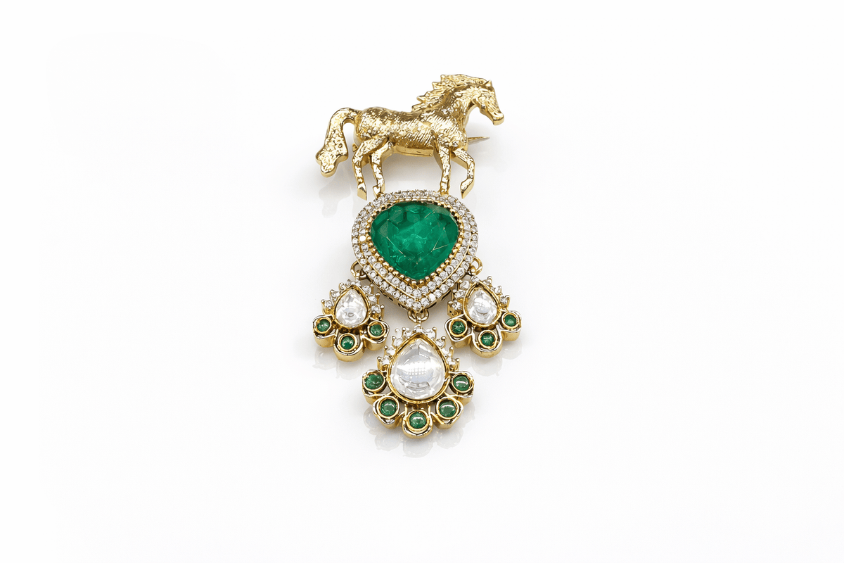 Kundan Brooch 02303 - KRISHNA'S SWETA JEWELLERY