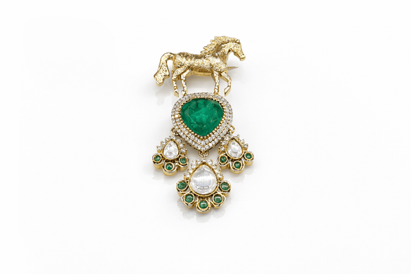 Kundan Brooch 02303 - KRISHNA'S SWETA JEWELLERY