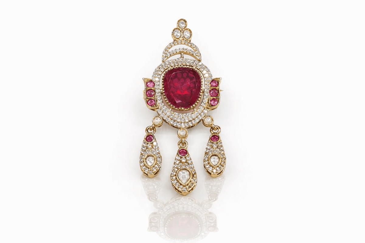 Kundan brooch 02305 - KRISHNA'S SWETA JEWELLERY