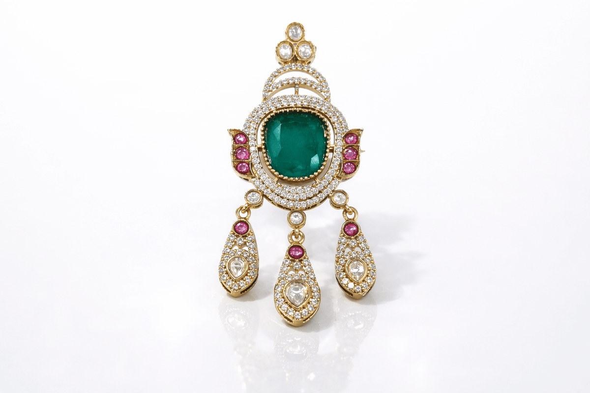 Kundan brooch 02305 - KRISHNA'S SWETA JEWELLERY