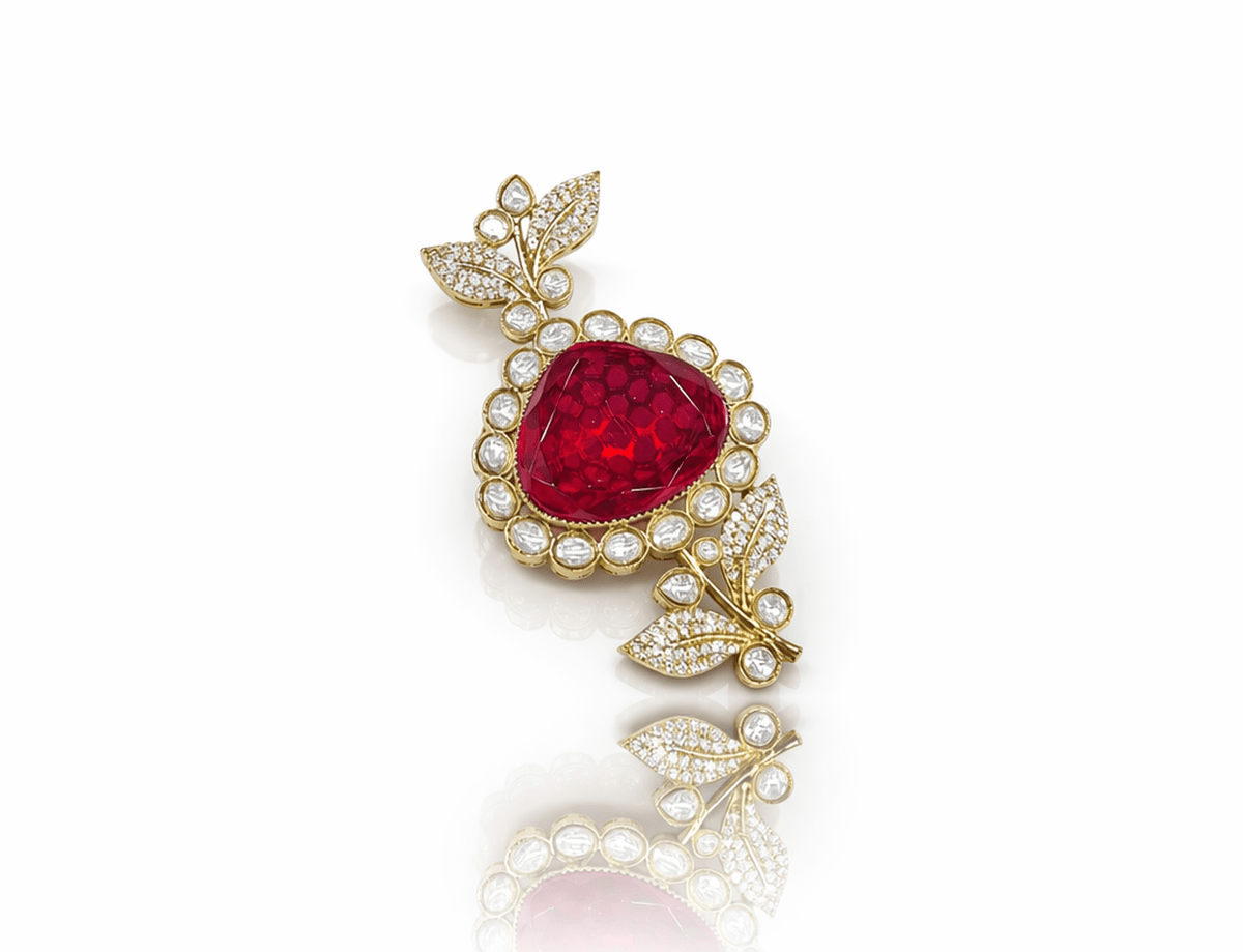 Kundan Brooch 03932 - KRISHNA'S SWETA JEWELLERY