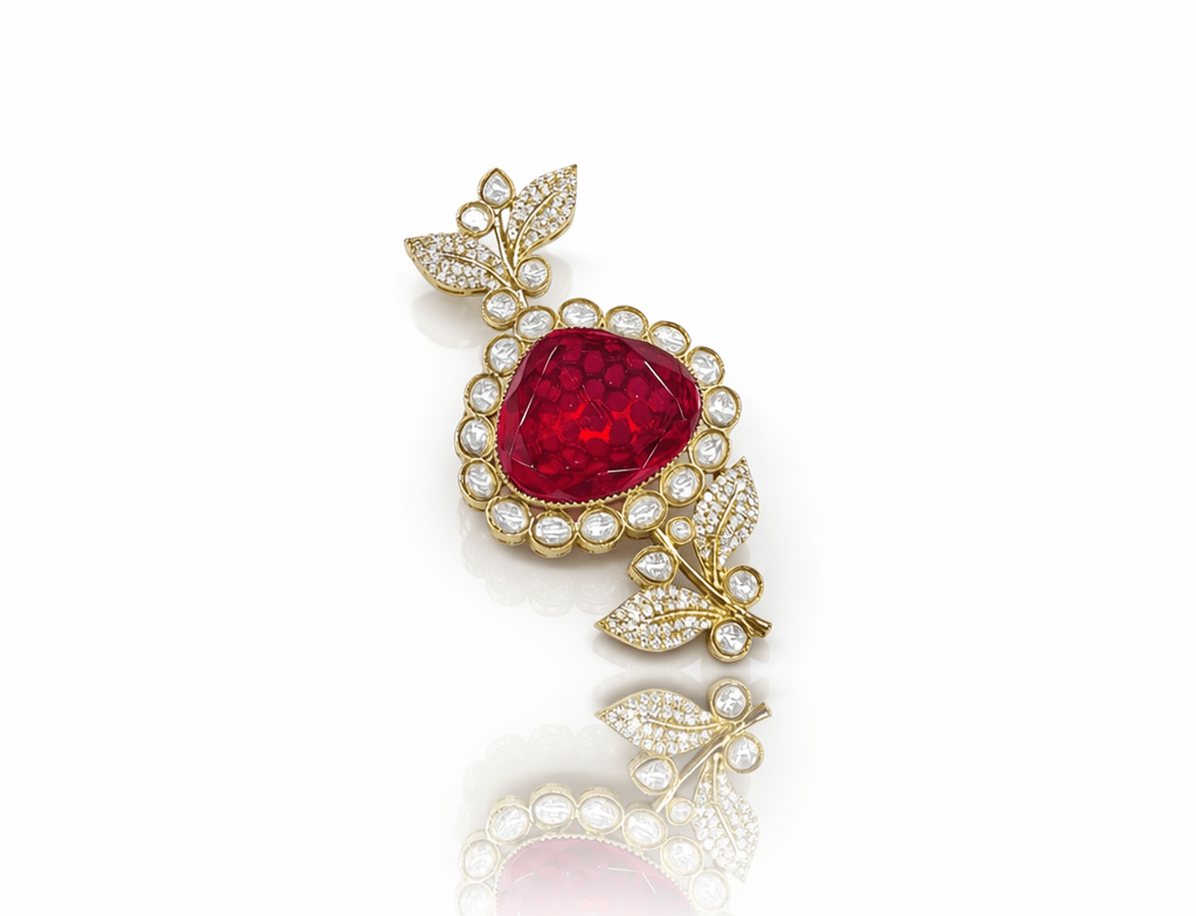 Kundan Brooch 03932 - KRISHNA'S SWETA JEWELLERY