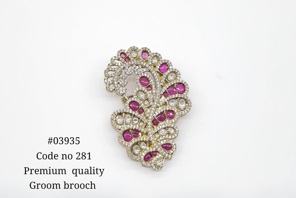 Kundan Brooch 03935 - KRISHNA'S SWETA JEWELLERY