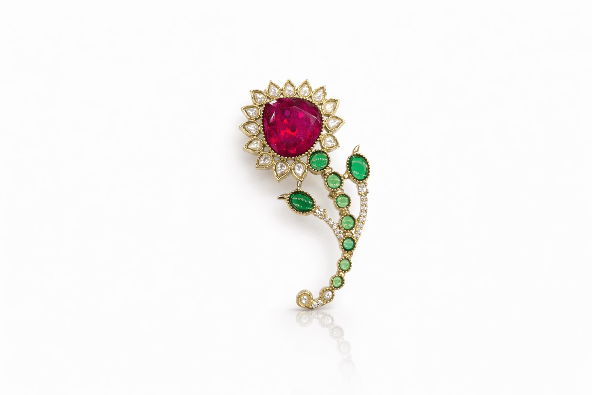 Kundan Brooch 04459 - KRISHNA'S SWETA JEWELLERY
