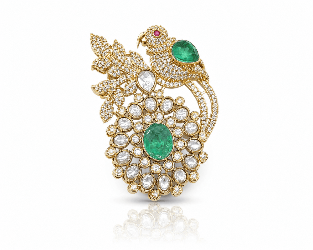 Kundan Brooch 04460 - KRISHNA'S SWETA JEWELLERY