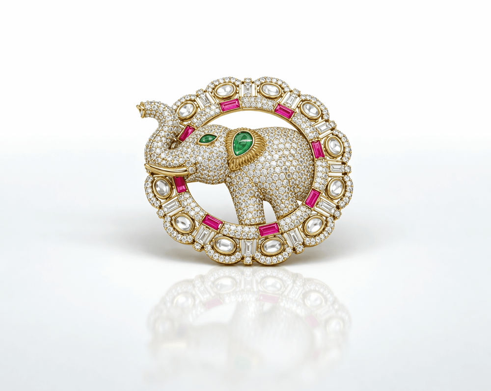 Kundan Brooch 06012 - KRISHNA'S SWETA JEWELLERY