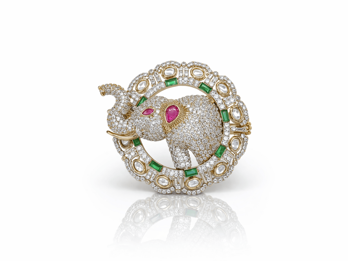 Kundan Brooch 06012 - KRISHNA'S SWETA JEWELLERY
