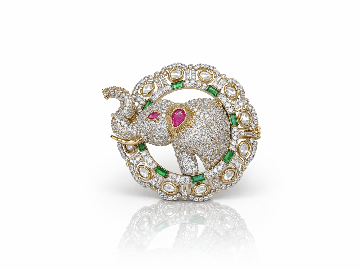 Kundan Brooch 06012 - KRISHNA'S SWETA JEWELLERY