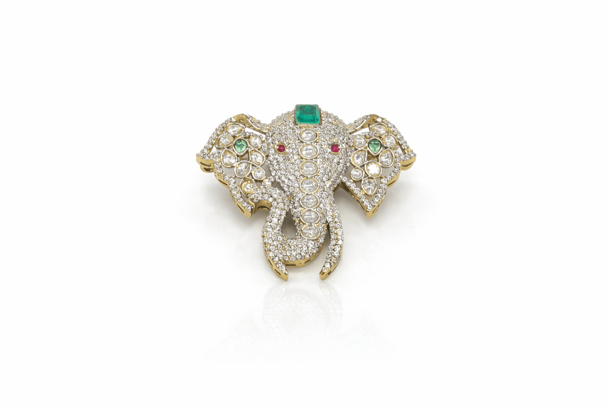 Kundan Brooch 07208 - KRISHNA'S SWETA JEWELLERY