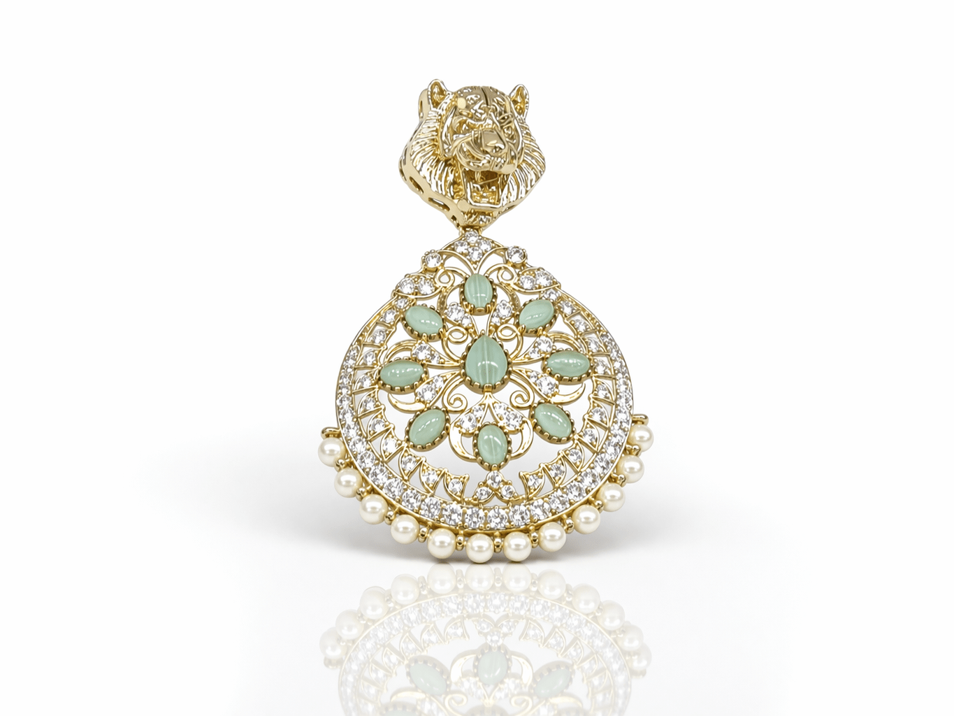 Kundan Brooch 09054 - KRISHNA'S SWETA JEWELLERY