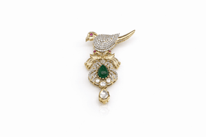 Kundan Brooch 09055 - KRISHNA'S SWETA JEWELLERY