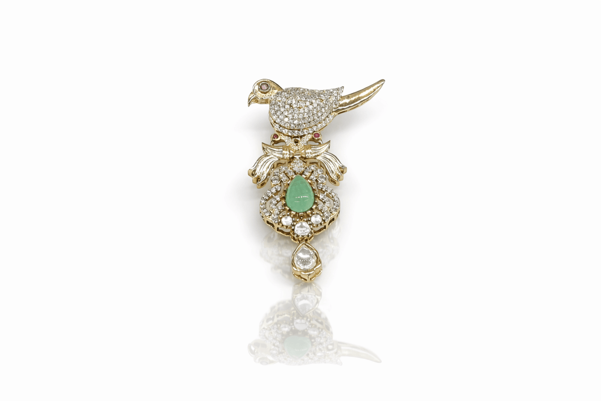 Kundan Brooch 09055 - KRISHNA'S SWETA JEWELLERY