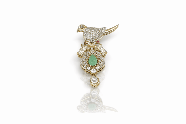 Kundan Brooch 09055 - KRISHNA'S SWETA JEWELLERY