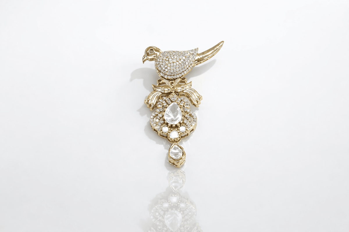 Kundan Brooch 09055 - KRISHNA'S SWETA JEWELLERY