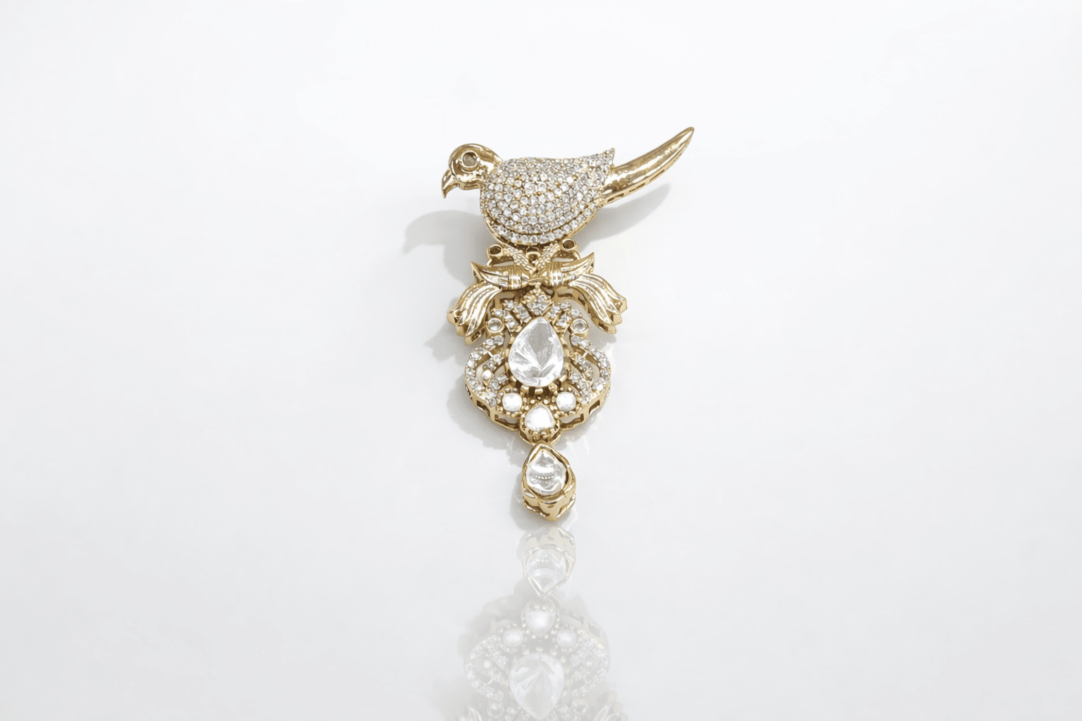 Kundan Brooch 09055 - KRISHNA'S SWETA JEWELLERY