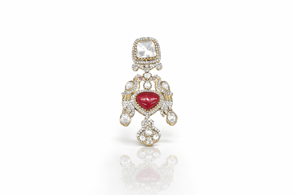 Kundan Brooch 09056 - KRISHNA'S SWETA JEWELLERY