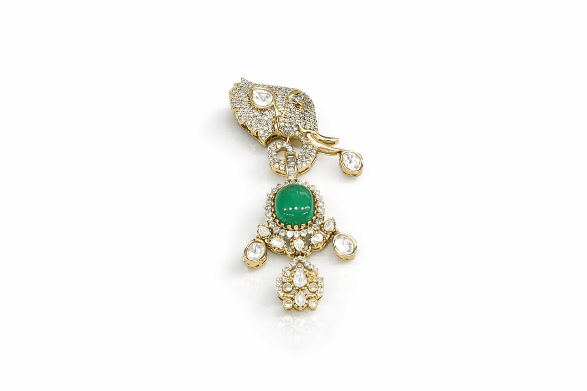 Kundan Brooch 09057 - KRISHNA'S SWETA JEWELLERY
