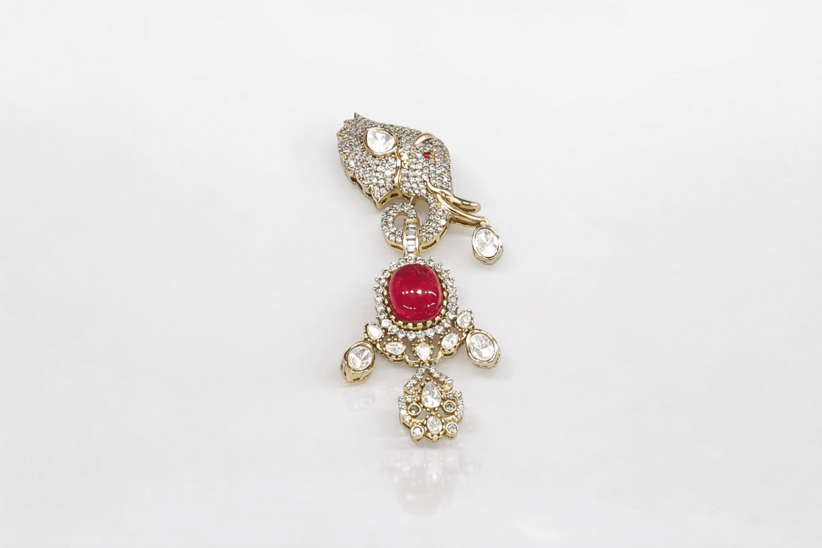 Kundan Brooch 09057 - KRISHNA'S SWETA JEWELLERY