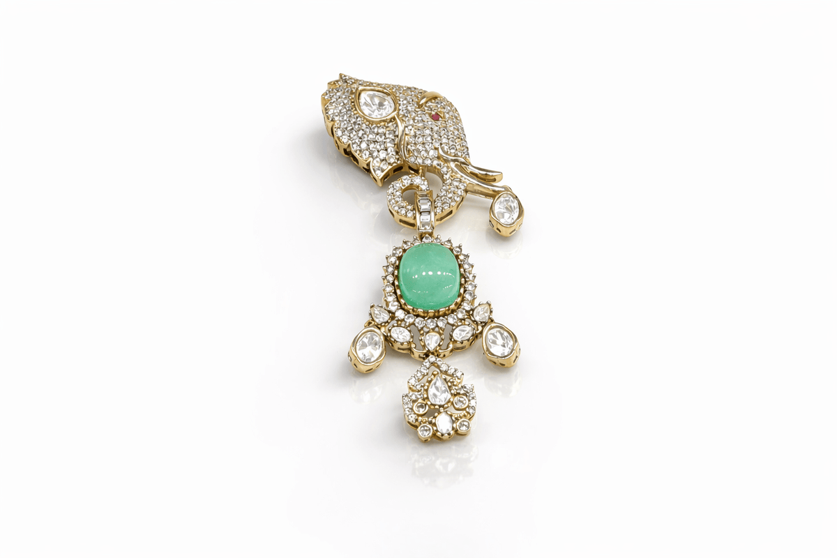 Kundan Brooch 09057 - KRISHNA'S SWETA JEWELLERY