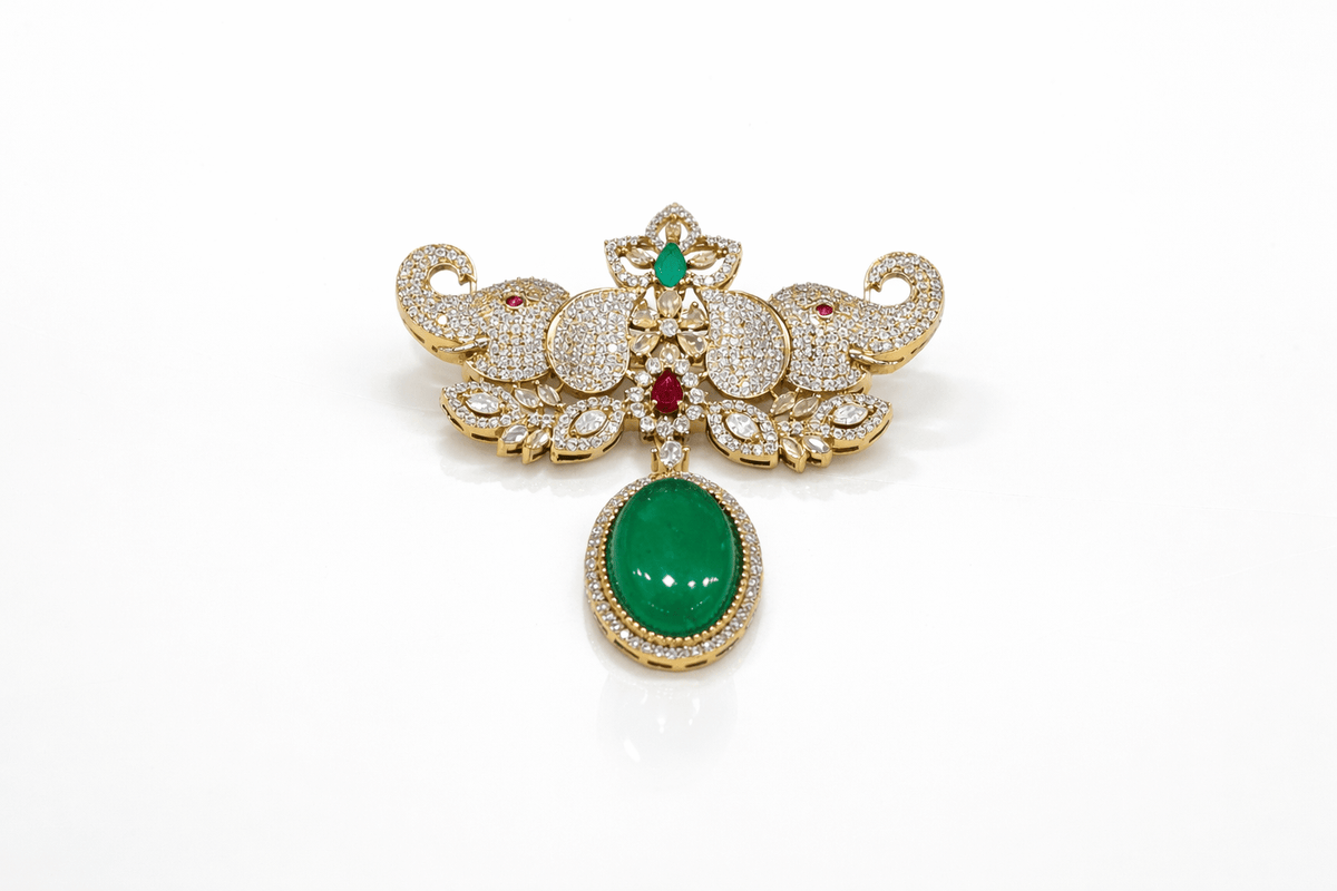 Kundan Brooch 09058 - KRISHNA'S SWETA JEWELLERY