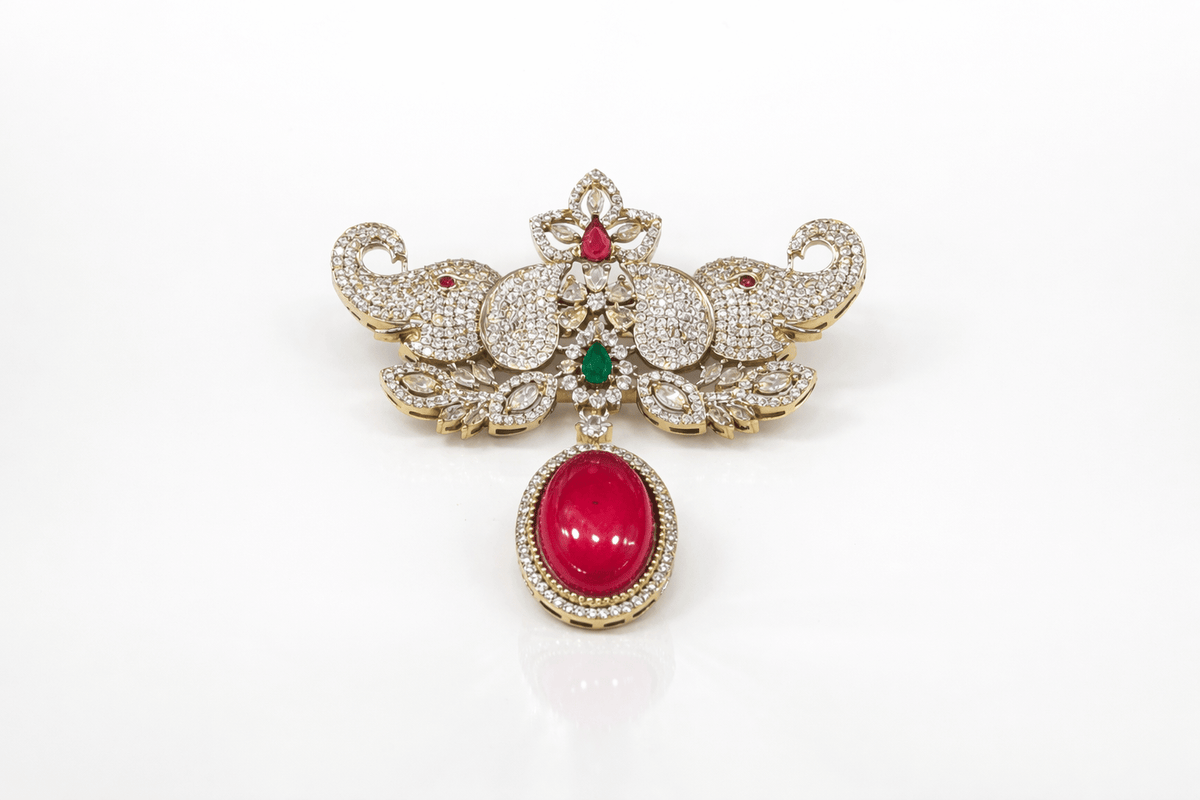 Kundan Brooch 09058 - KRISHNA'S SWETA JEWELLERY